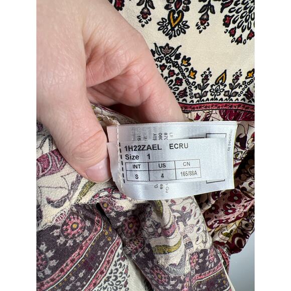 ba&sh Zael Paisley Floral Midi Lady Dress Ecru Boho Cottagecore Summer Spring - Picture 11 of 13